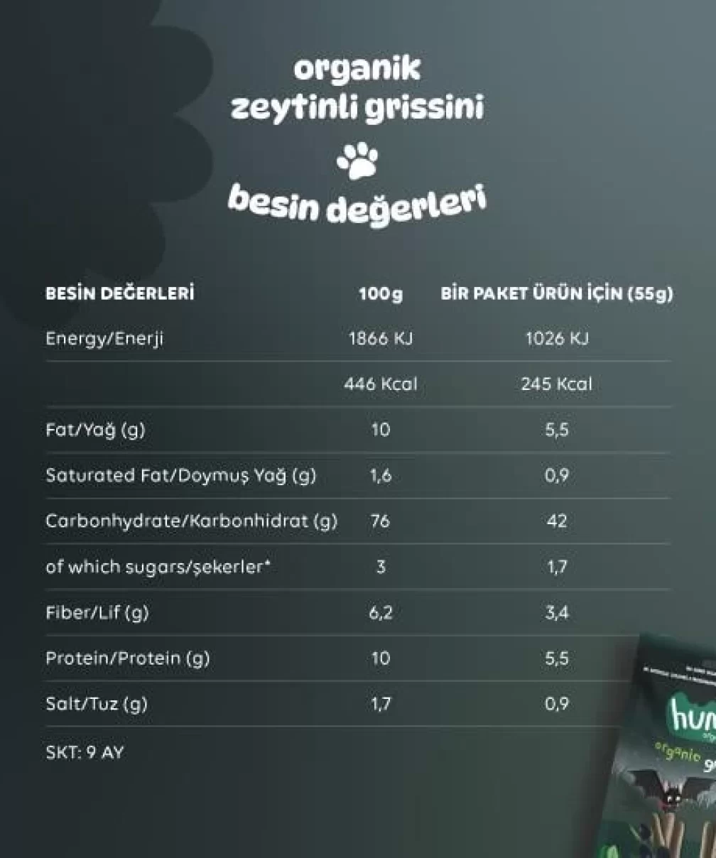 Humm Organik Vegan Zeytinli Grissini 55 Gr