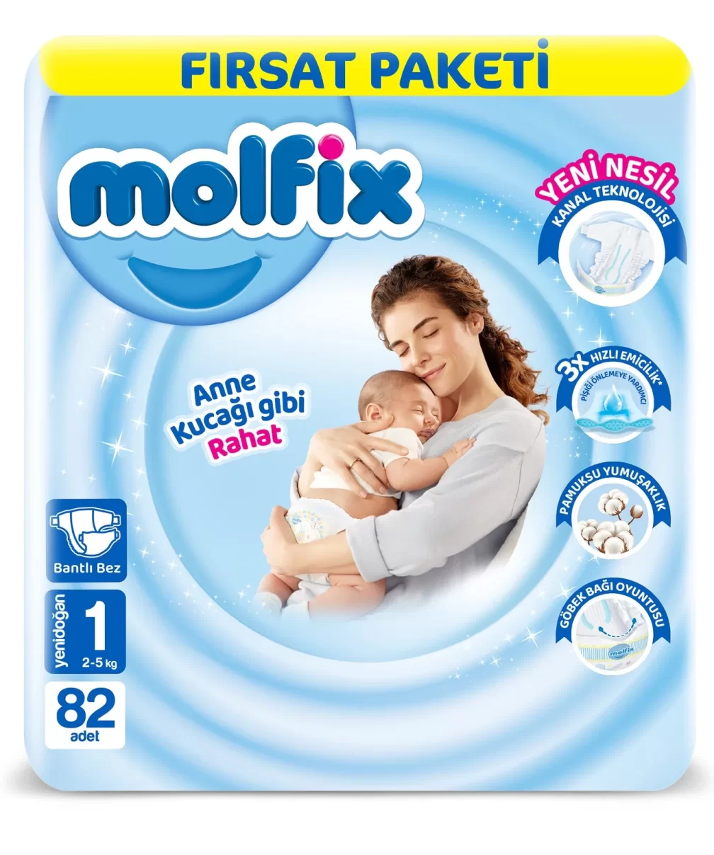 Molfix Bebek Bezi Fırsat Paketi 1 Beden 2-5 Kg 82 Adet