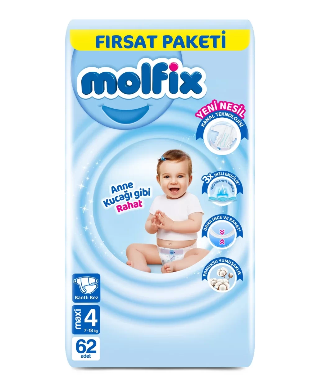 Molfix Bebek Bezi Fırsat Paketi 4 Beden 7-14 Kg 62 Adet