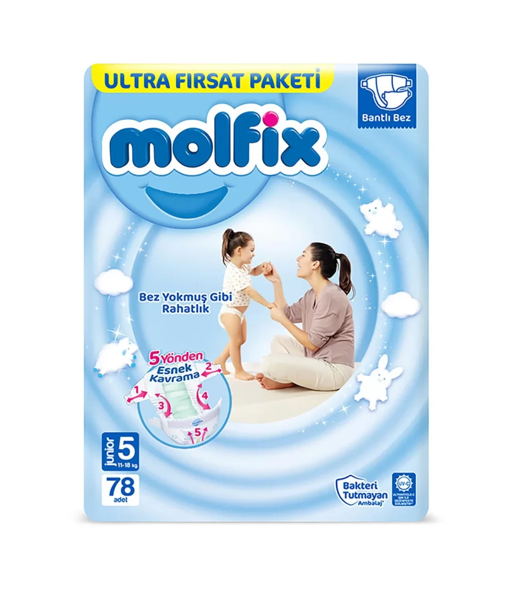 Molfix Bebek Bezi Ultra Fırsat Paketi 5 Beden 11-18 Kg 78 Adet