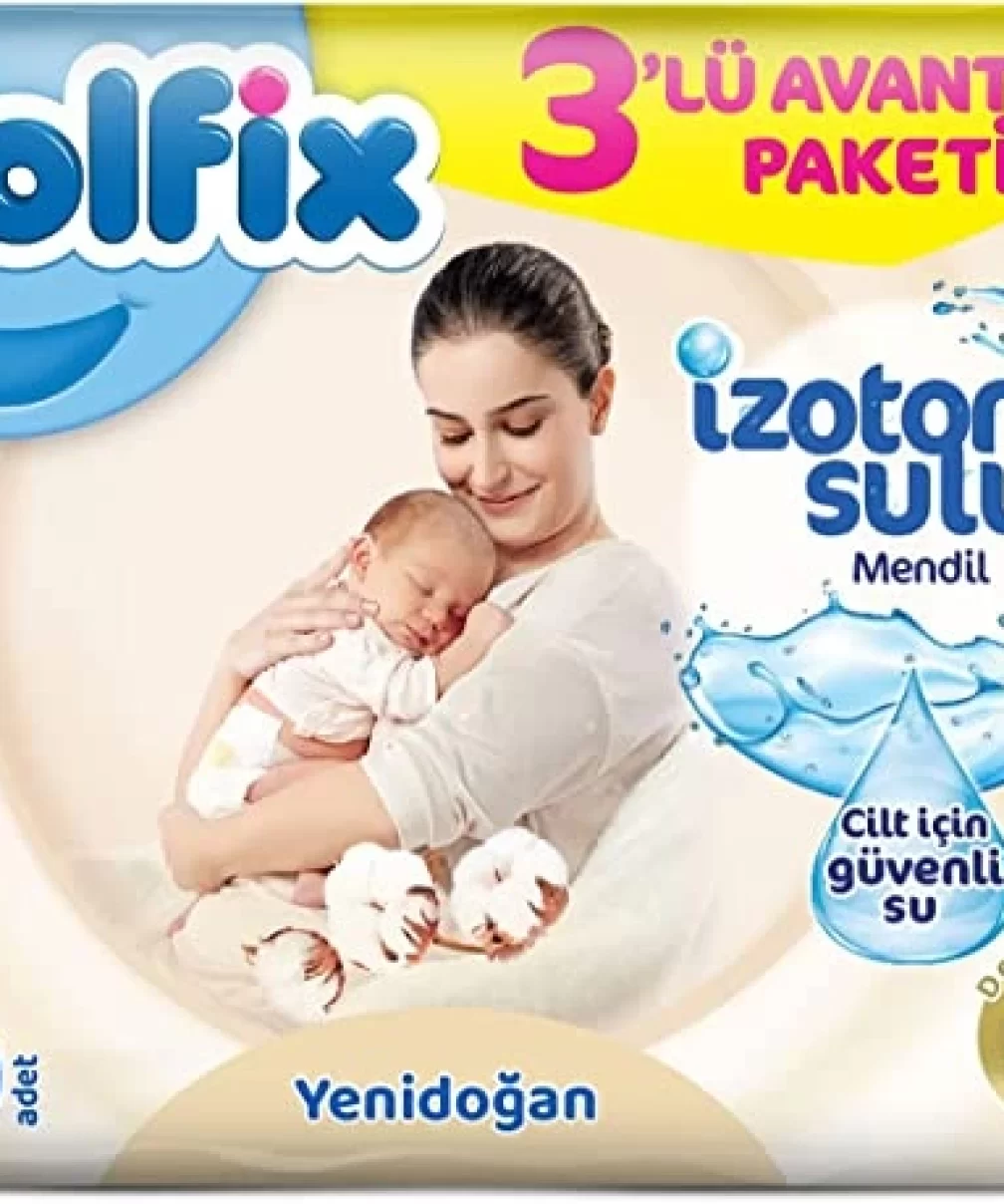 Molfix Yenidoğan İzotonik Sulu Doğal Pamuk Islak Havlu Mendil 3Lü 150 Yaprak