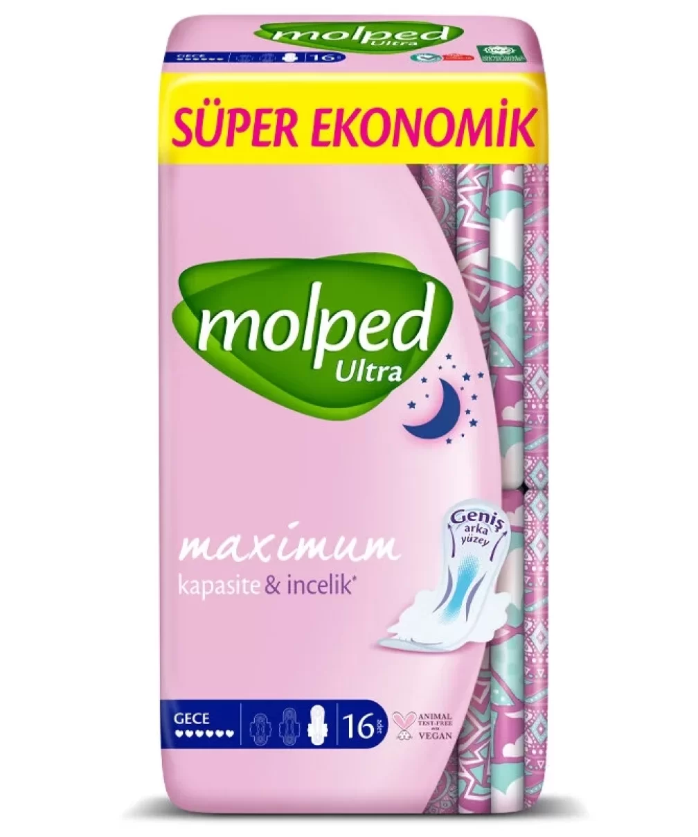 Molped Ultra Hijyen Anatomik Gece Ped Süper Eko 16 Adet