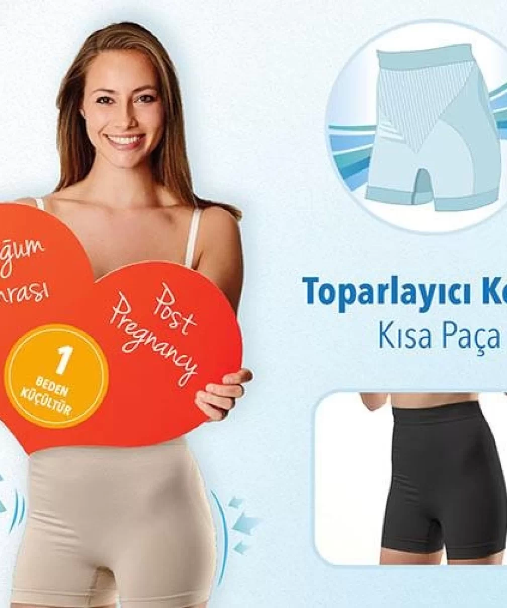 Mycey Doğum Sonrası Toparlayıcı Korse Kısa Paça Siyah