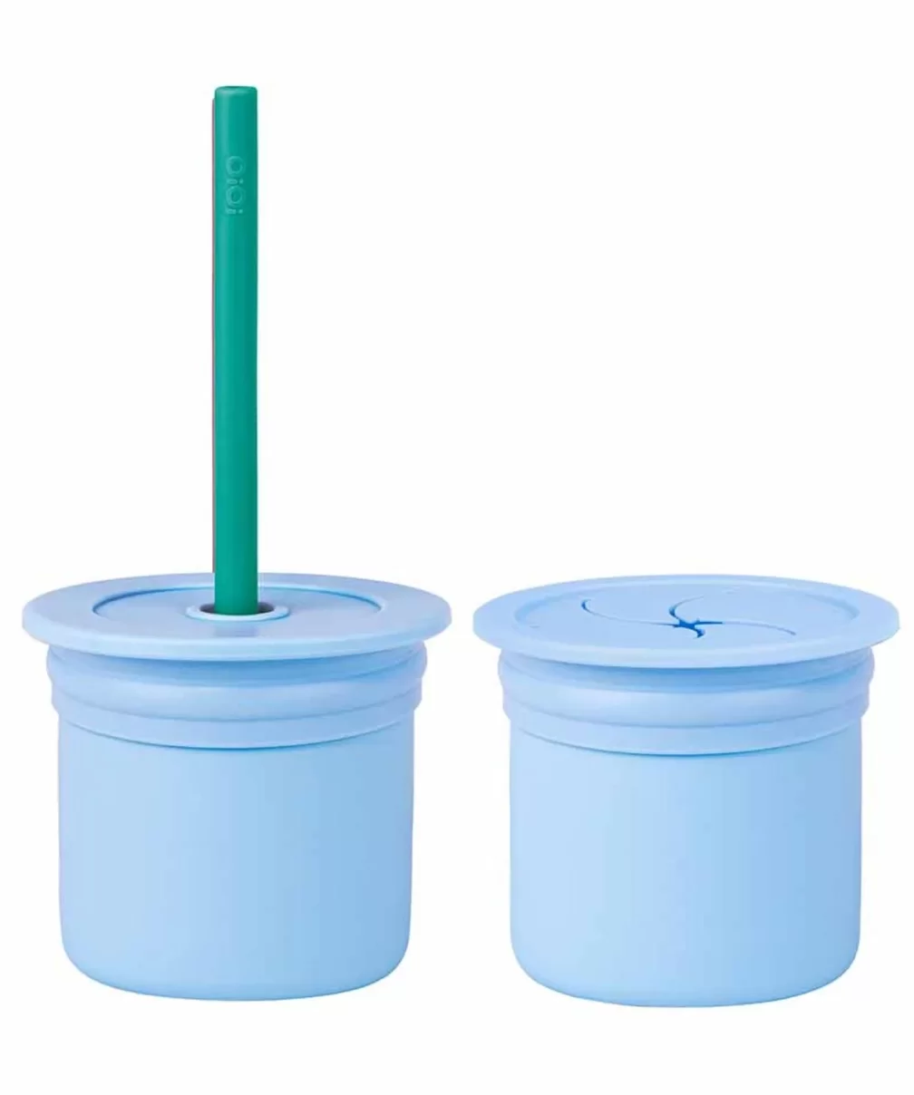 OiOi Ham+Hüp Pipetli Silikon Bardak Seti Mineral Blue / Aqua Green