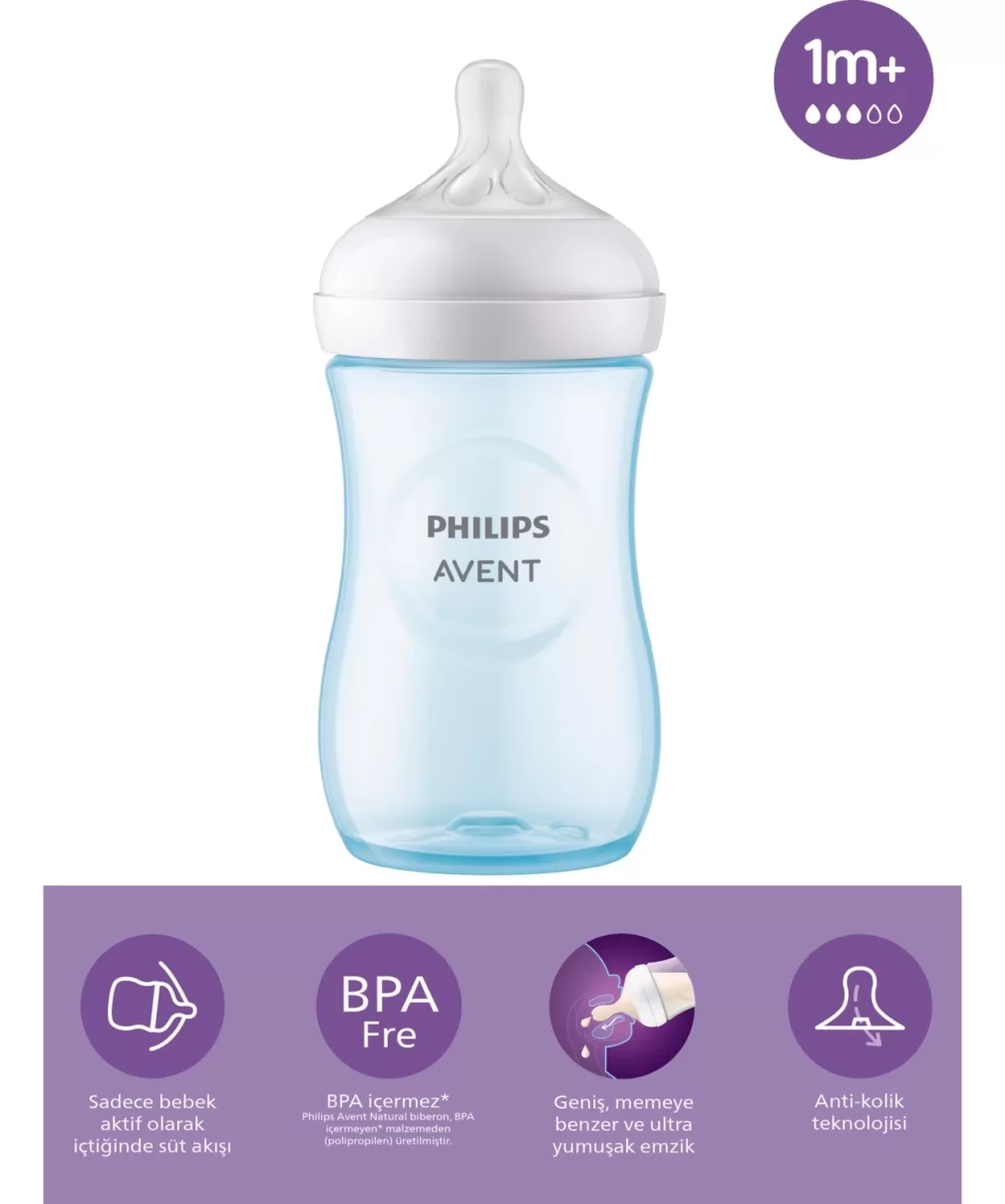 Philips Avent Doğal Tepkili Natural Response PP Biberon 260ml 1+ Ay Mavi