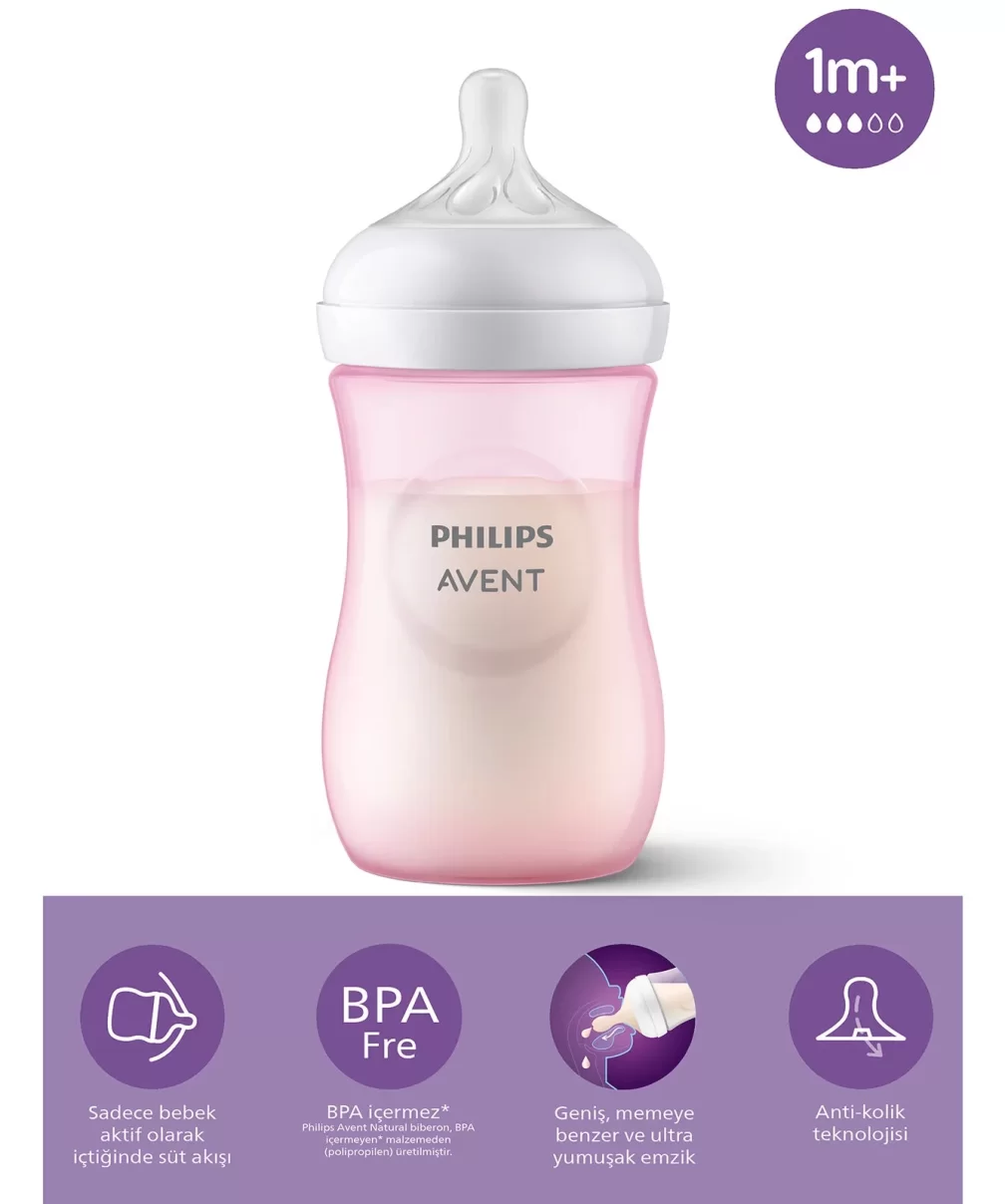 Philips Avent Doğal Tepkili Natural Response PP Biberon 260ml 1+ Ay Pembe