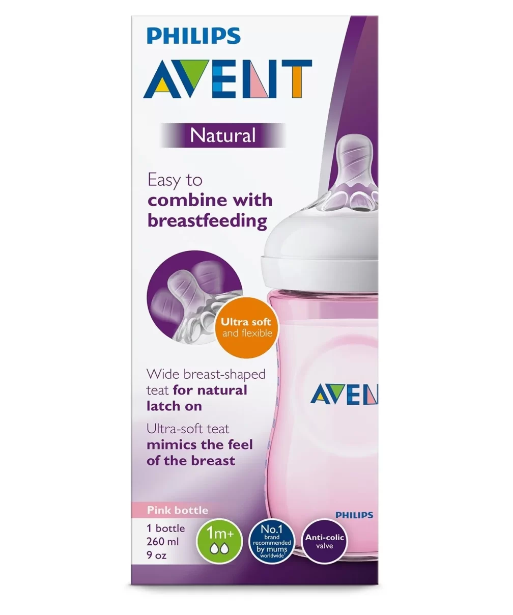 Philips Avent Natural PP Biberon 260ml Pembe