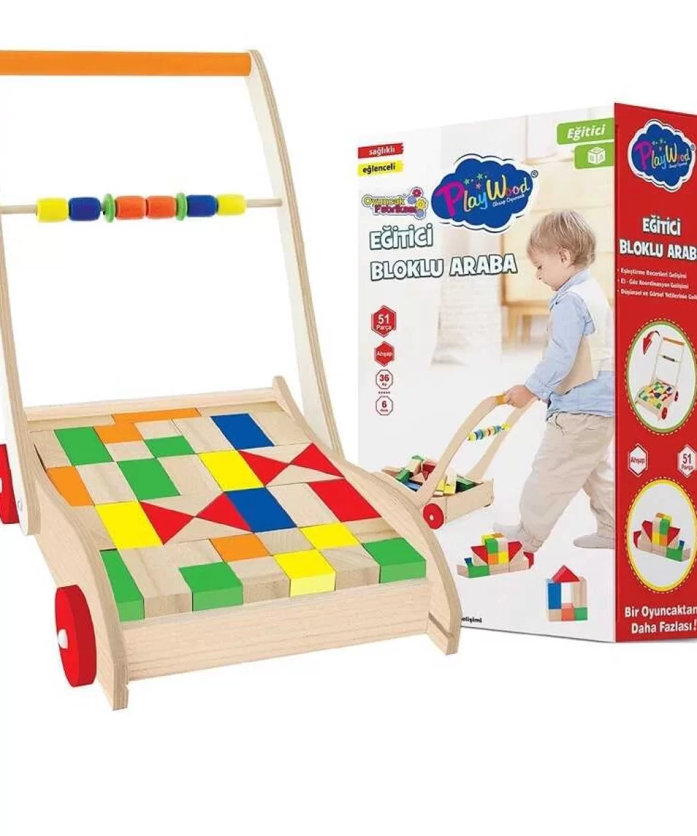 PlayWood Ahşap Eğitici Bloklu Araba 373