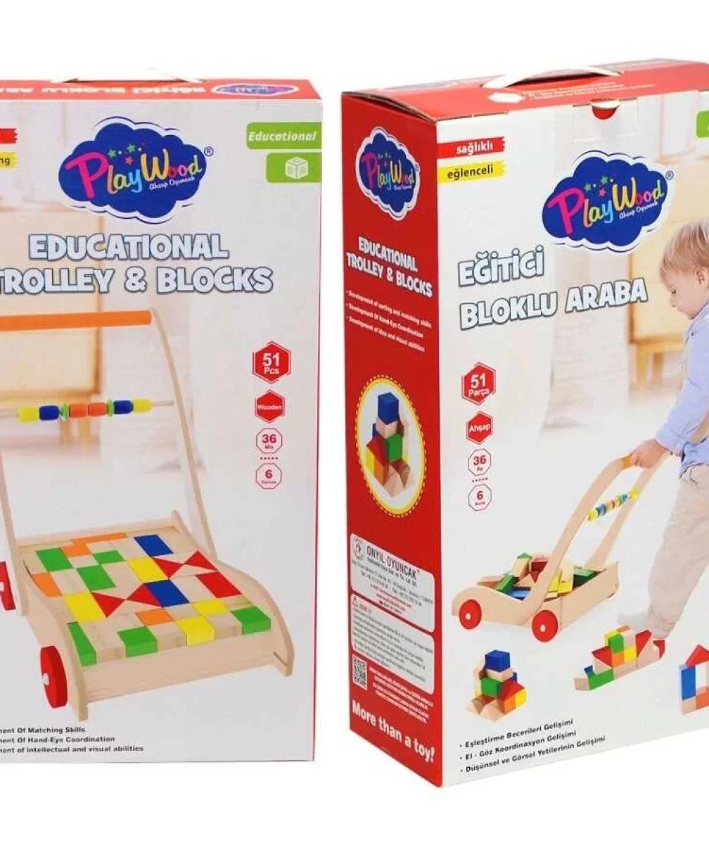 PlayWood Ahşap Eğitici Bloklu Araba 373