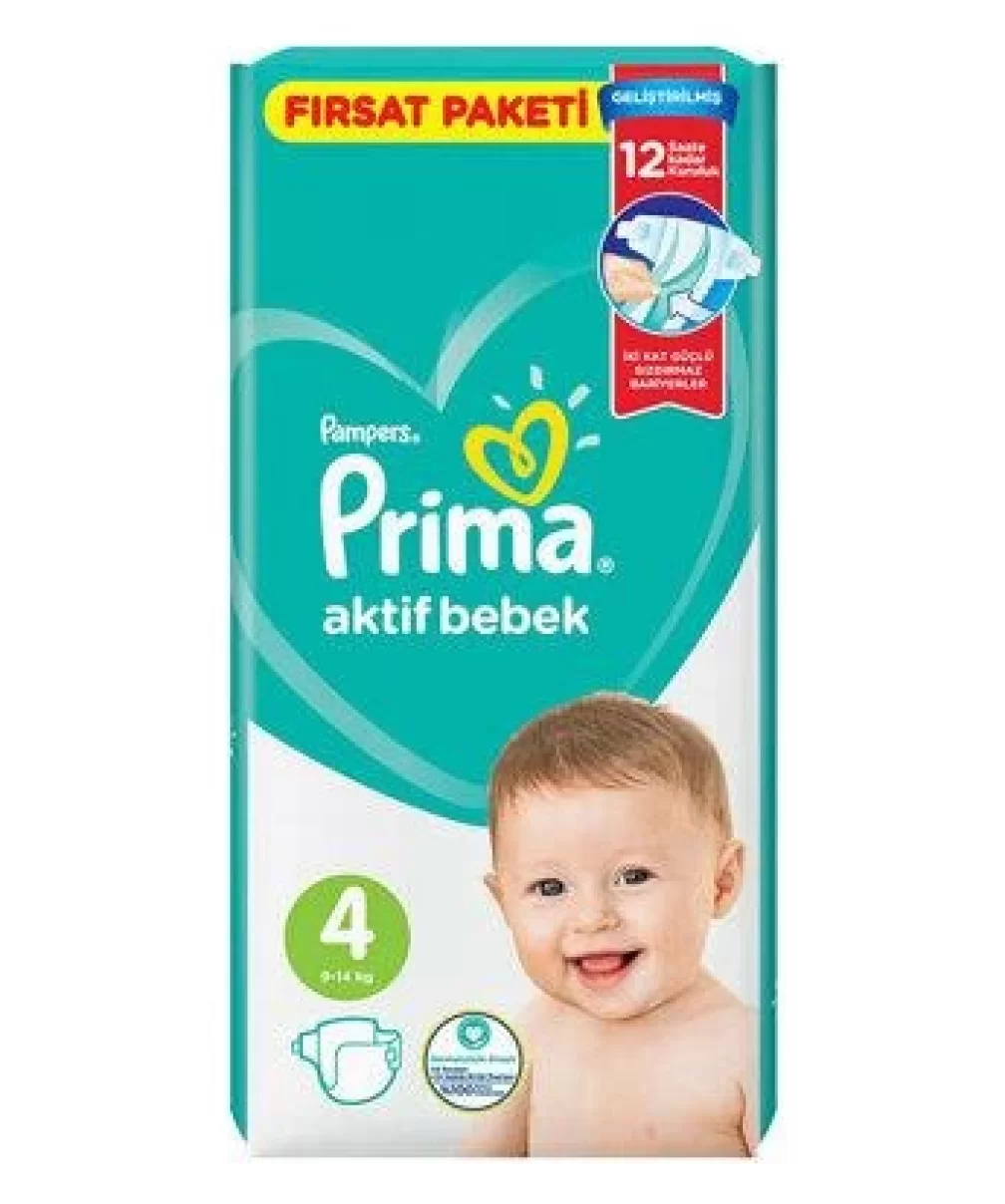 Prima Bebek Bezi Aktif Bebek Fırsat Paket 4 Beden 54 Adet