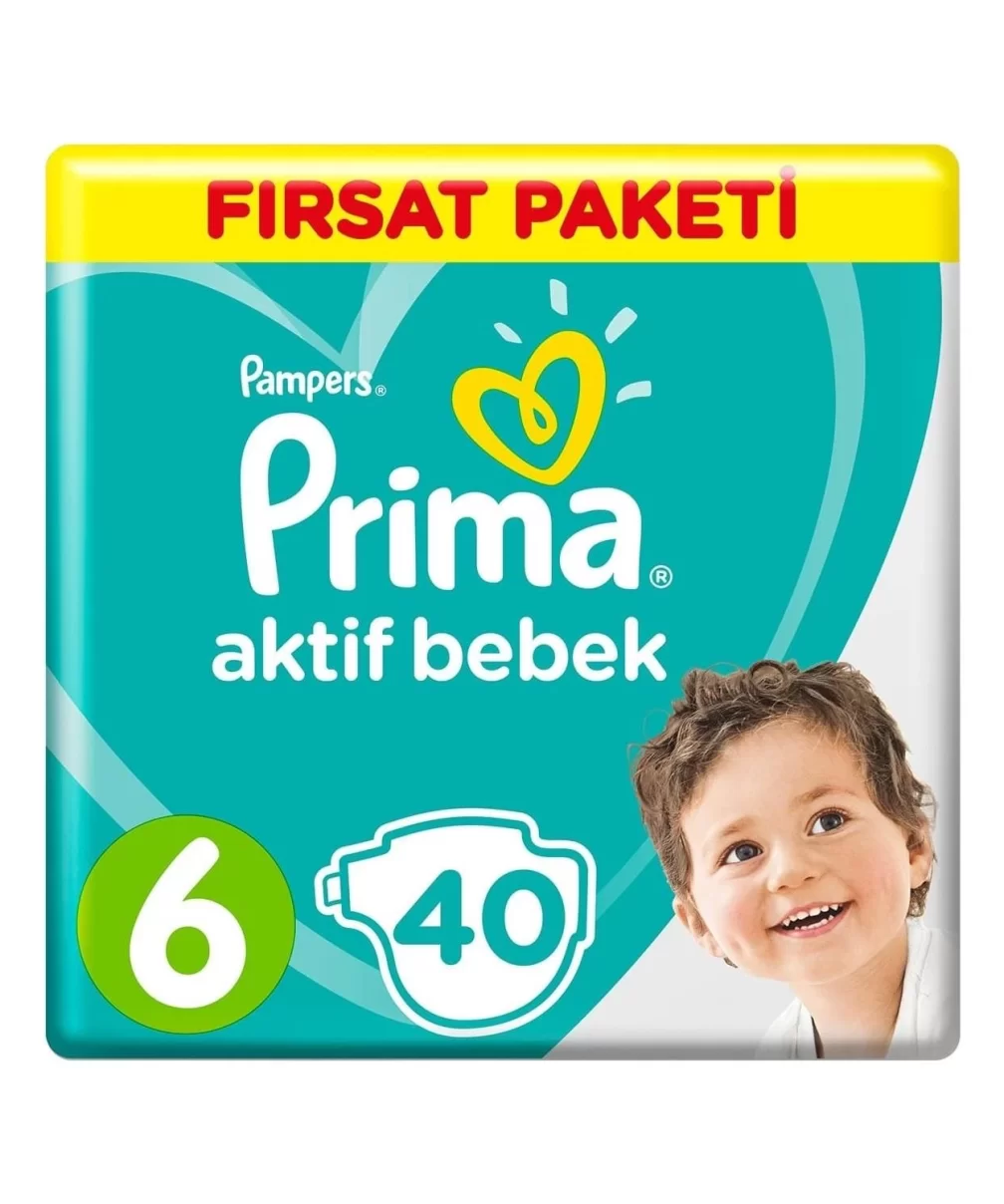 Prima Bebek Bezi Aktif Bebek Fırsat Paket 6 Beden 40 Adet