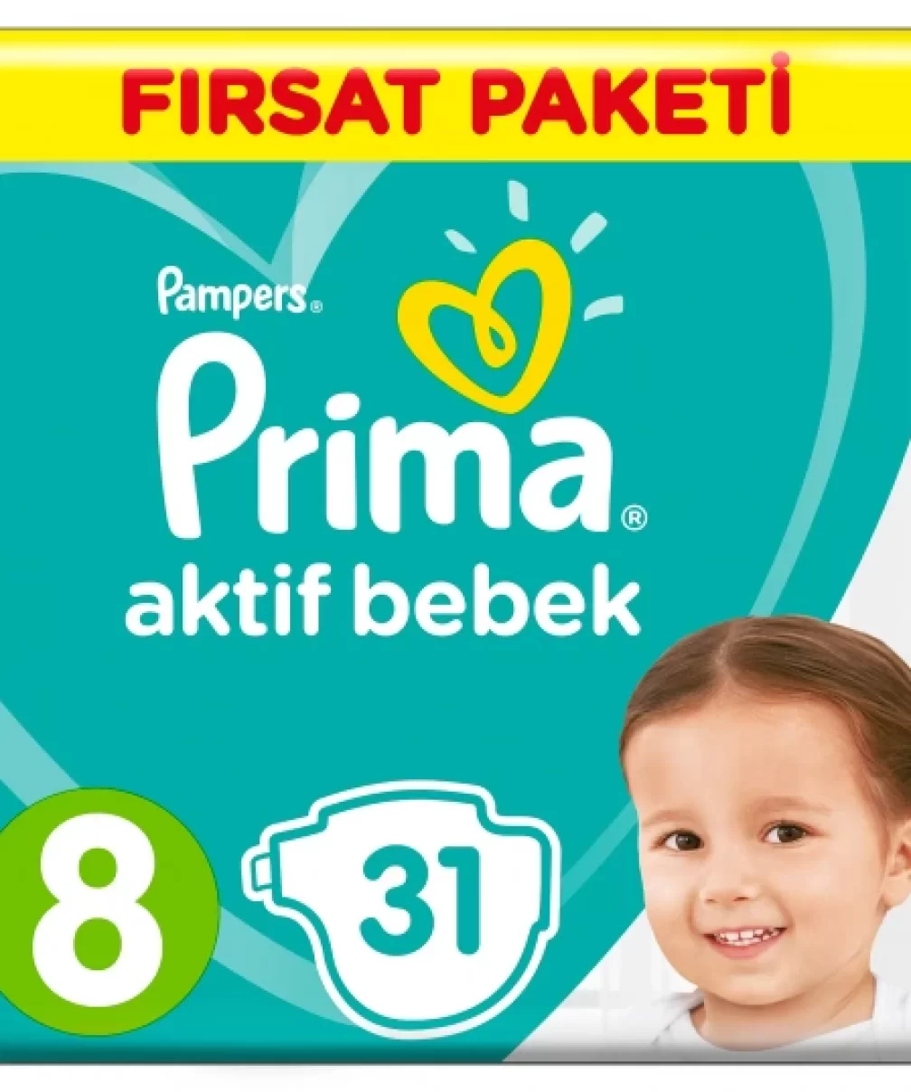 Prima Bebek Bezi Aktif Bebek Fırsat Paketi 8 Beden 31 Adet