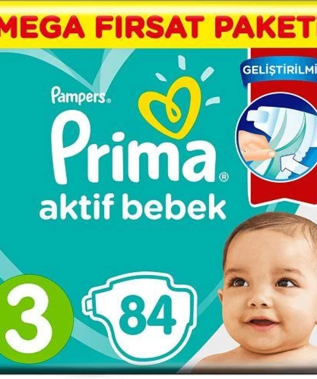 Prima Bebek Bezi Aktif Bebek Mega Fırsat Paketi 3 Beden 84 Adet