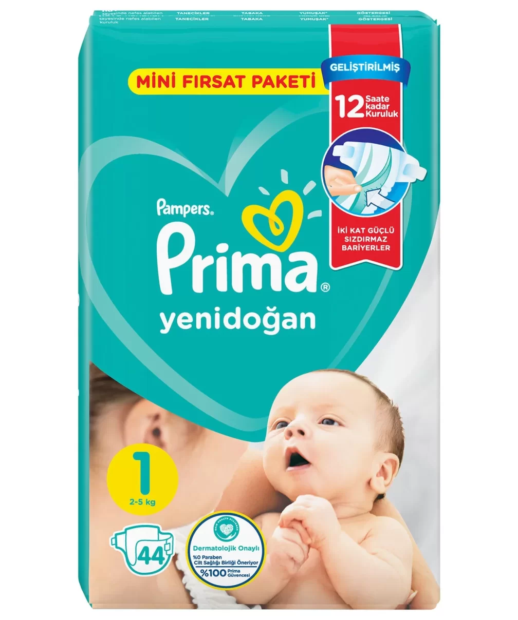 Prima Bebek Bezi Aktif Bebek Standart Paket 1 Beden 44 Adet