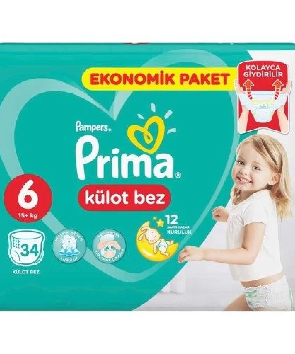 Prima Külot Bebek Bezi Eko Paket 6 Beden 34 Adet