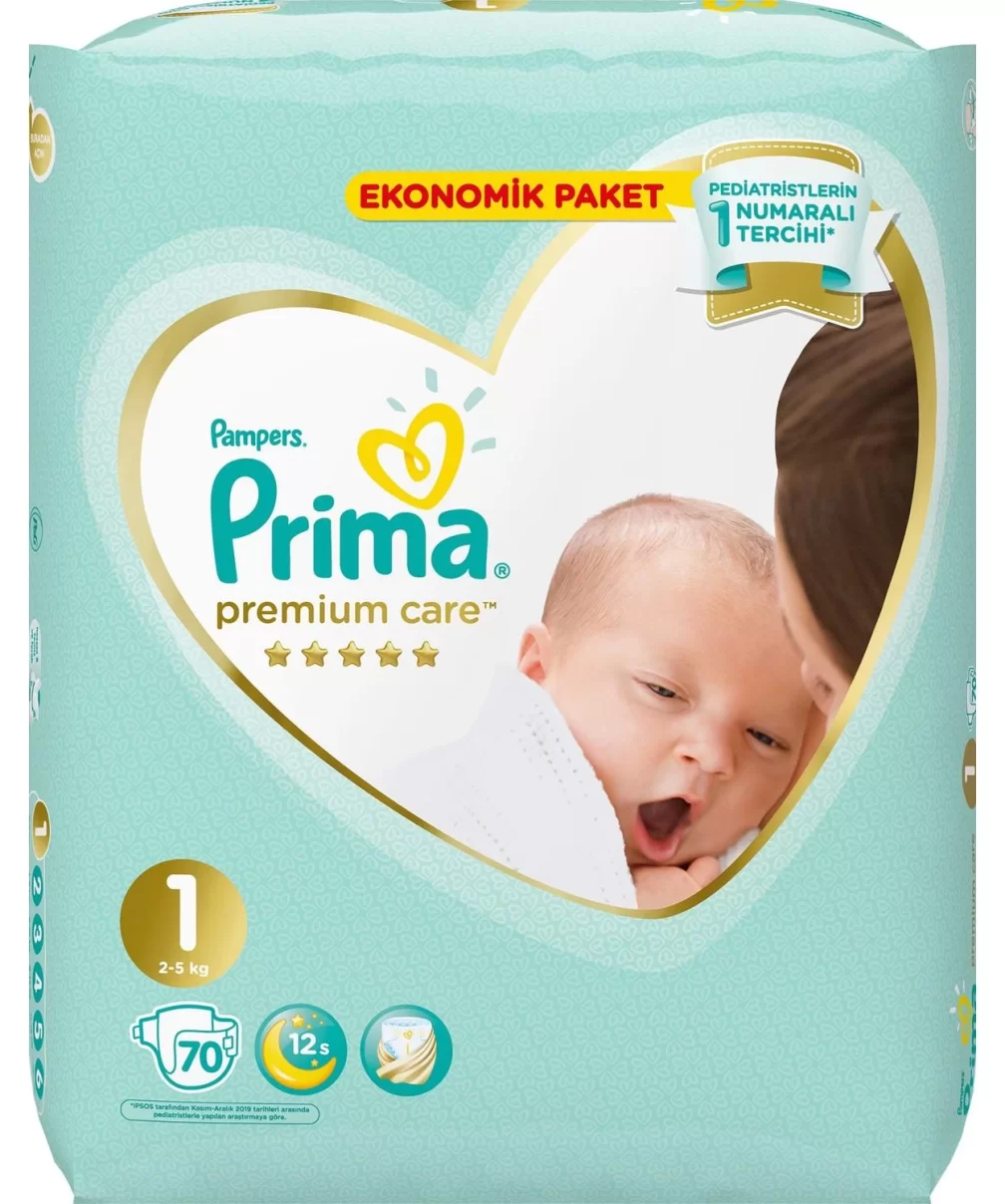 Prima Premium Care Bebek Bezi Ekonomik Paket 1 Beden 70 Adet