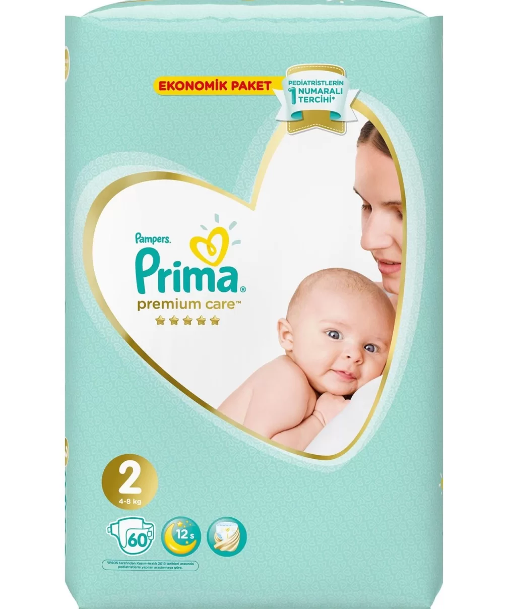 Prima Premium Care Bebek Bezi Ekonomik Paket 2 Beden 60 Adet