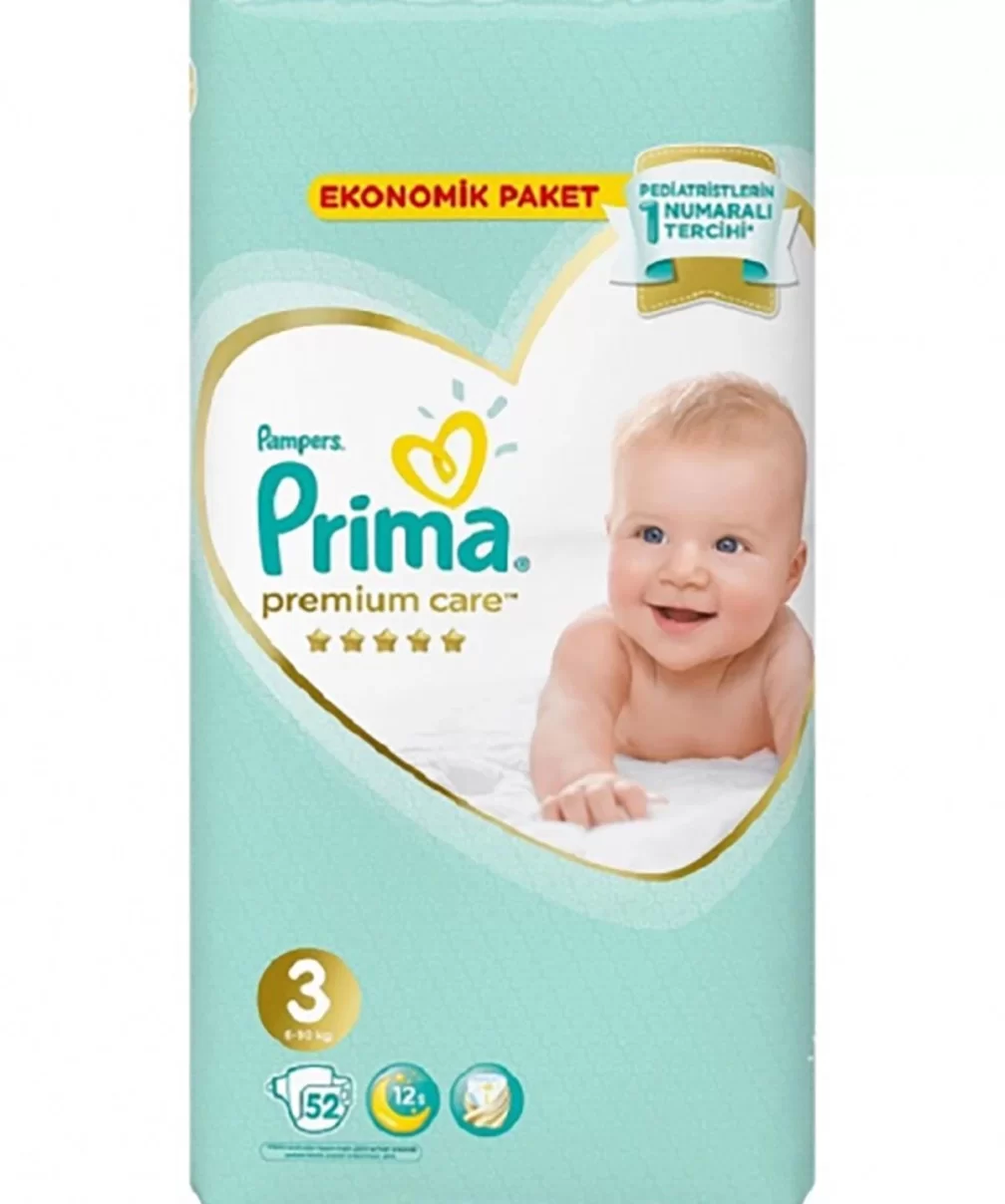 Prima Premium Care Bebek Bezi Ekonomik Paket 3 Beden 52 Adet