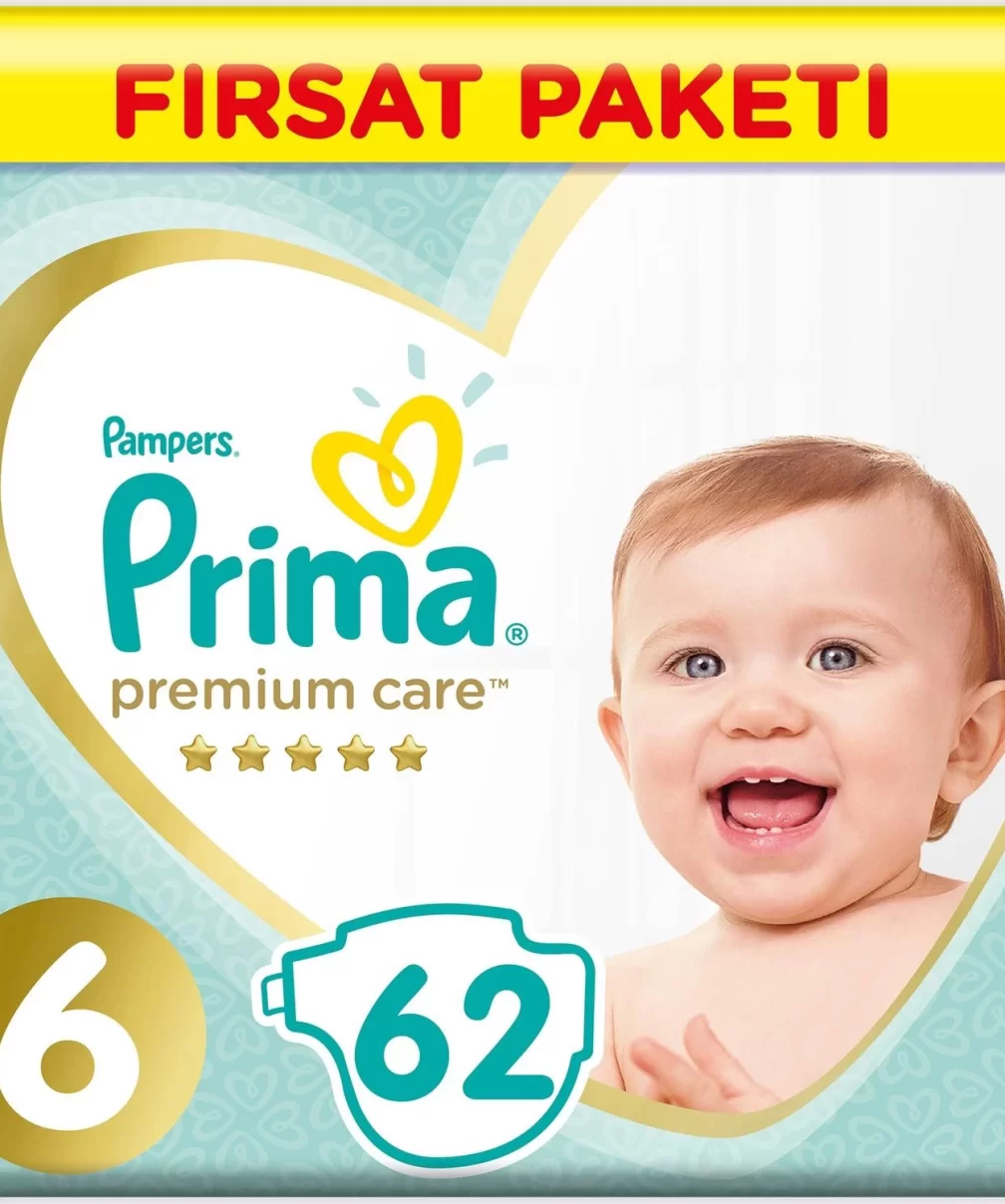 Prima Premium Care Bebek Bezi Fırsat Paketi 6 Beden 62 Adet