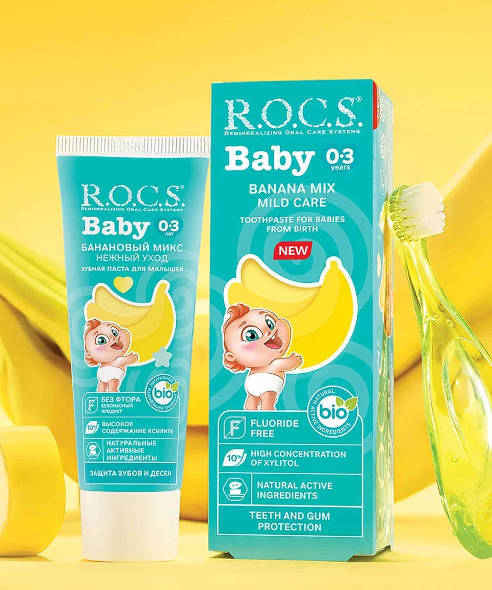 R.O.C.S.Baby Muz Tadında Diş Macunu + Fırçası Set 0-3 Yaş