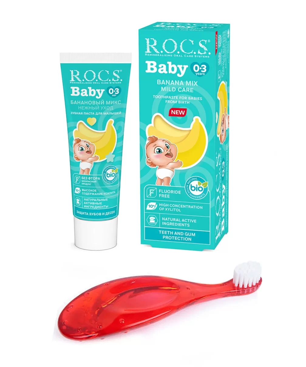 R.O.C.S.Baby Muz Tadında Diş Macunu + Fırçası Set 0-3 Yaş