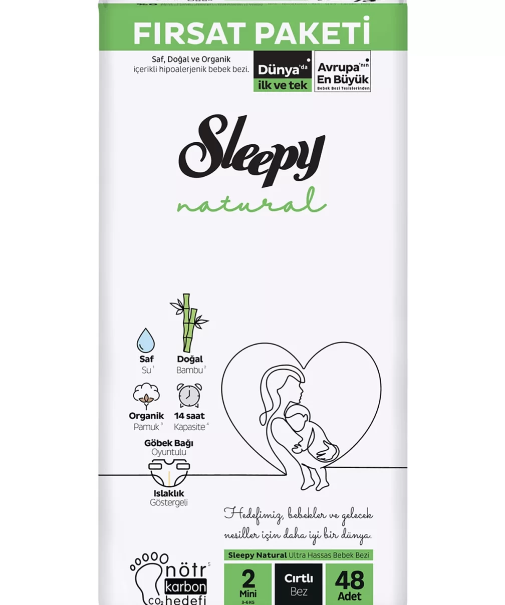 Sleepy Natural Bebek Bezi Fırsat Paketi 2 Beden 48 Adet