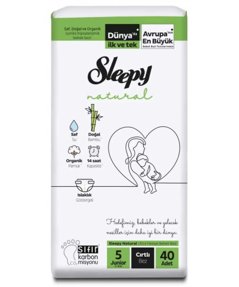 Sleepy Natural Bebek Bezi Yeni 2Li Jumbo 5 Beden 11-18 Kg 40 Adet