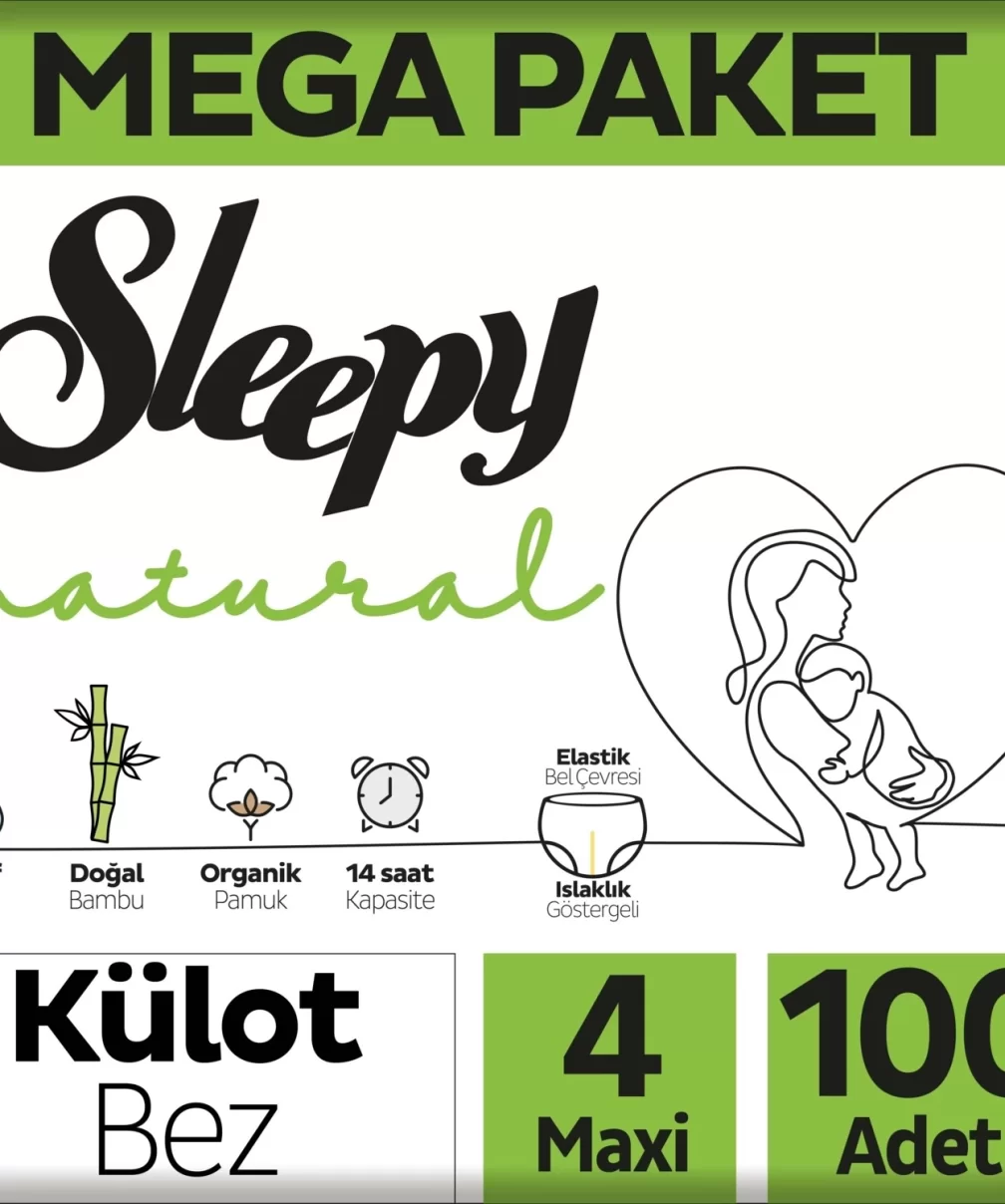 Sleepy Natural Külot Bez Mega Paket 4 Beden 7-14 Kg 100 Adet