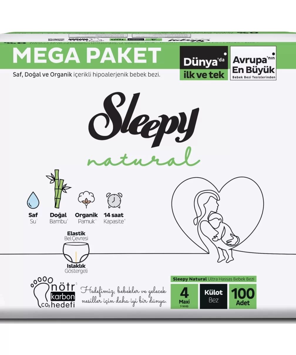 Sleepy Natural Külot Bez Mega Paket 4 Beden 7-14 Kg 100 Adet