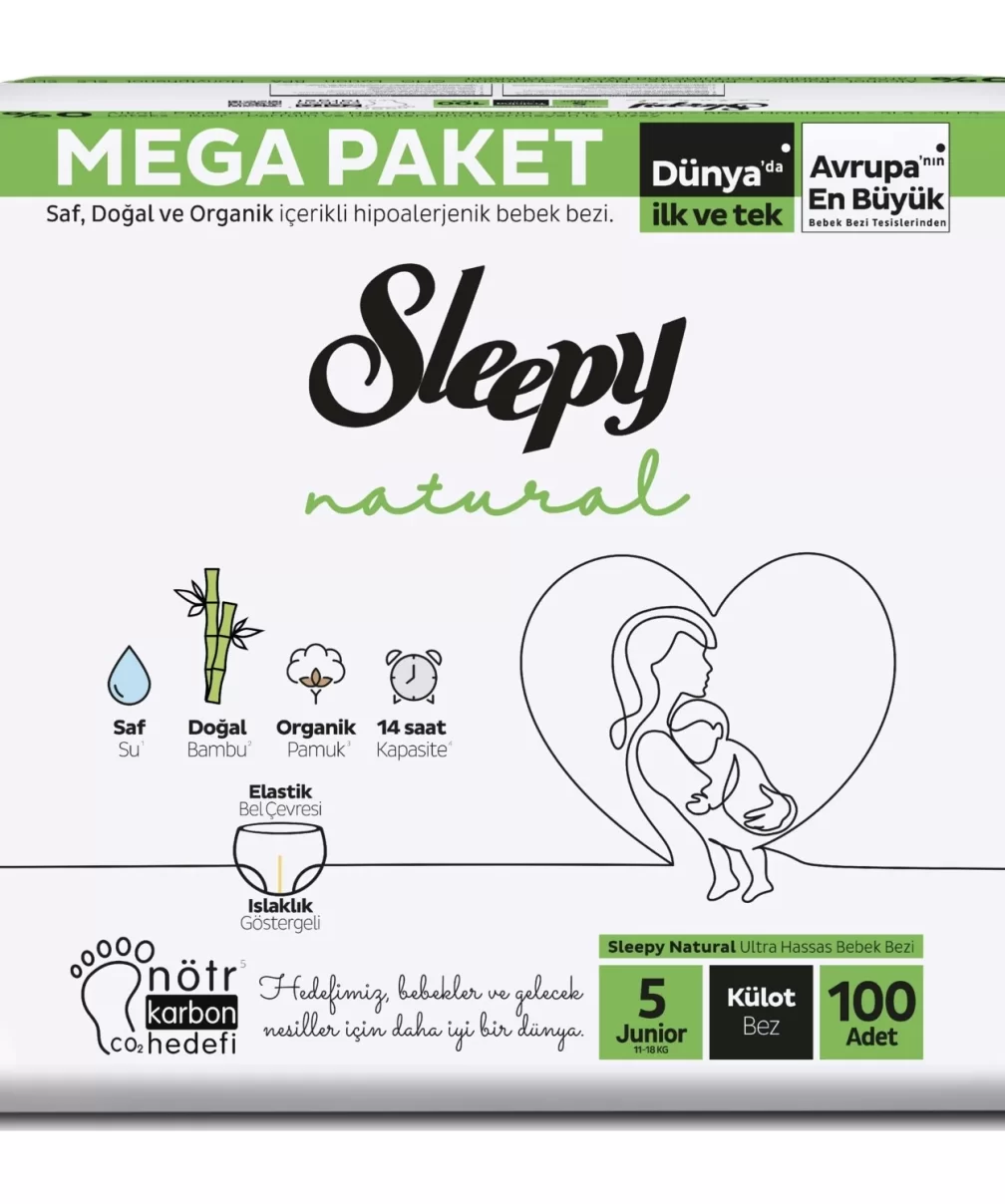 Sleepy Natural Külot Bez Mega Paket 5 Beden 11-18 Kg 100 Adet