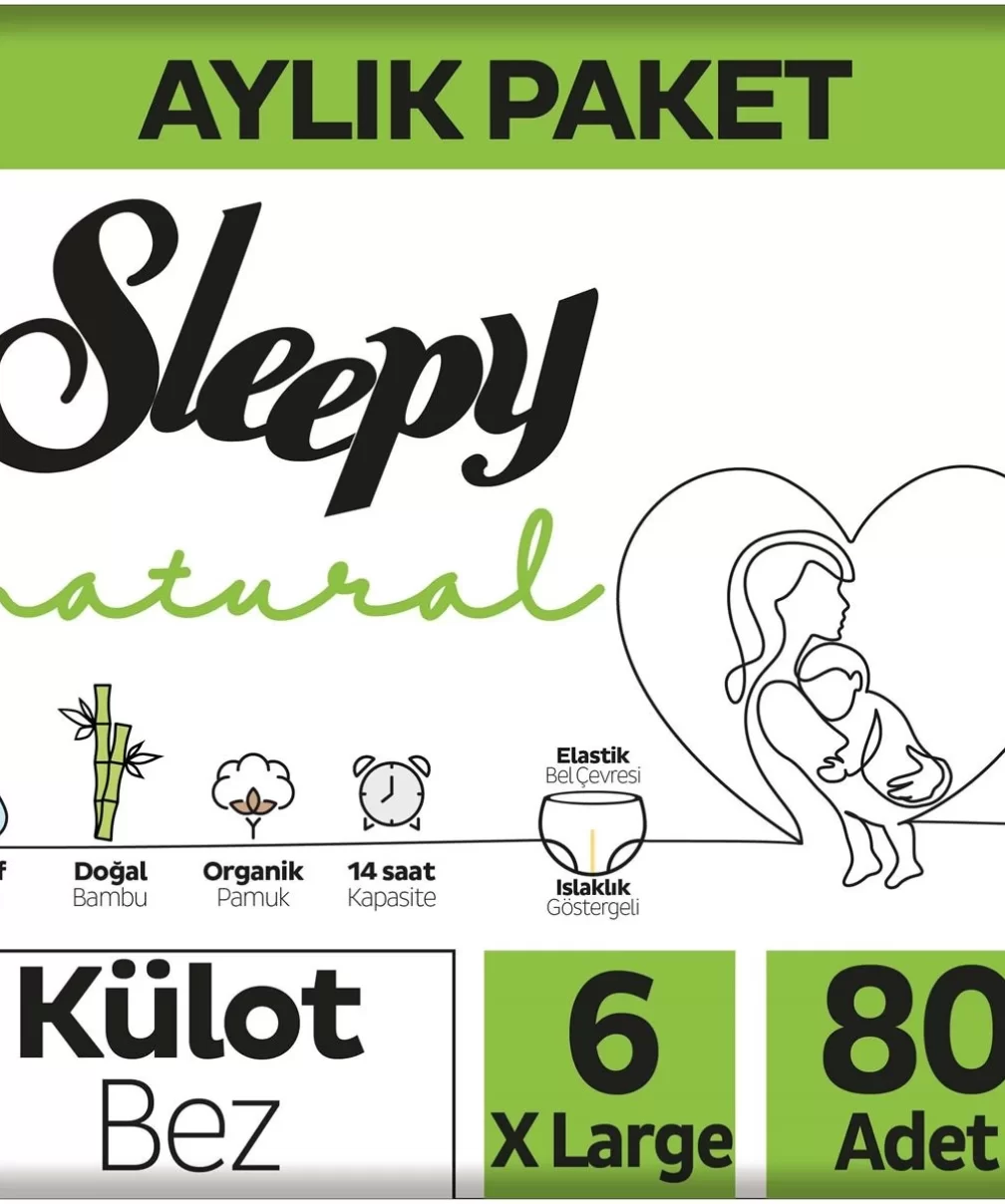 Sleepy Natural Külot Bez Mega Paket 6 Beden 15-25 Kg 80 Adet