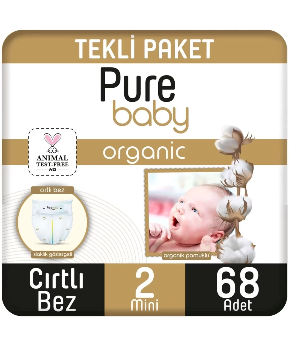 Sleepy Pure Baby Organik Bebek Bezi 2li Jumbo 2 Beden 3-6 Kg 68 Adet