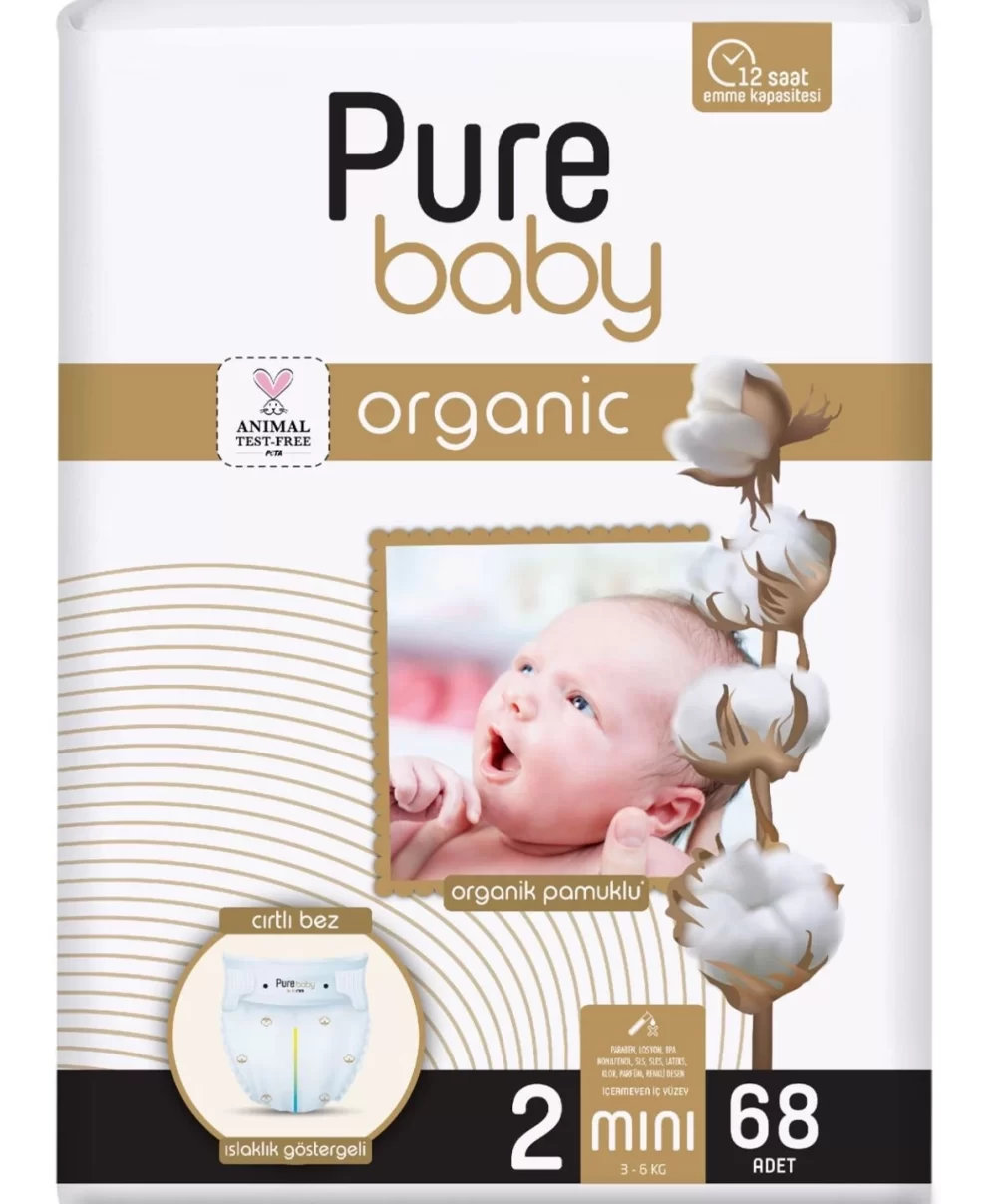 Sleepy Pure Baby Organik Bebek Bezi 2li Jumbo 2 Beden 3-6 Kg 68 Adet