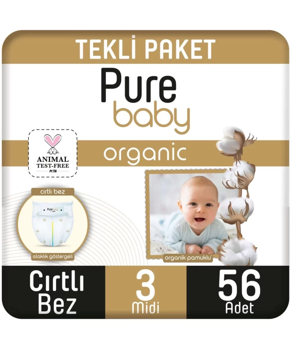 Sleepy Pure Baby Organik Bebek Bezi 2li Jumbo 3 Beden 4-10 Kg 56 Adet