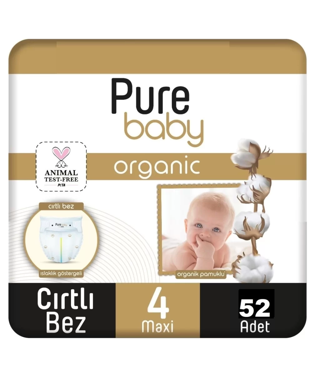 Sleepy Pure Baby Organik Bebek Bezi 2li Jumbo 4 Beden 7-16 Kg 52 Adet