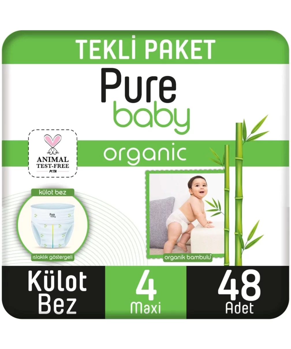 Sleepy Pure Baby Organik Külot Bez 2Li Jumbo 4 Beden 7-16 Kg 48 Adet