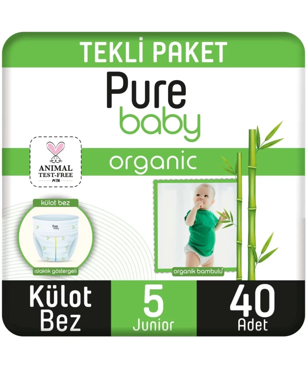 Sleepy Pure Baby Organik Külot Bez 2li Jumbo 5 Beden 11-20 Kg 40 Adet