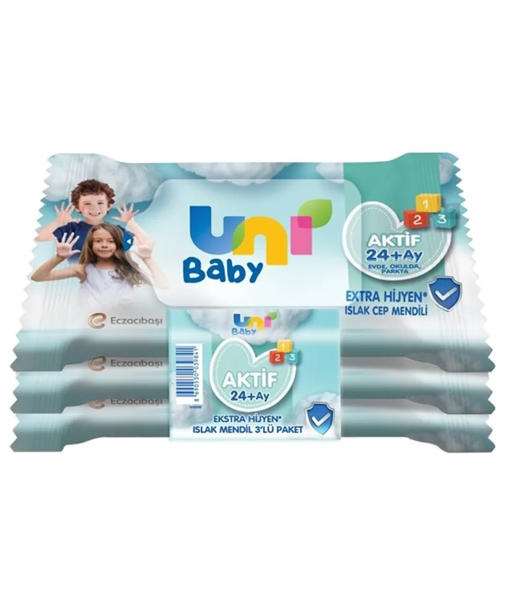 Uni Baby Aktif Hijyenik Islak Cep Mendili 3lü 45 Yaprak