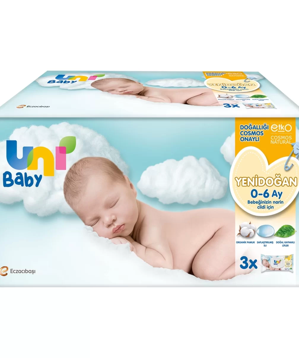 Uni Baby Yenidoğan Islak Havlu Mendil 3Lü 120 Yaprak