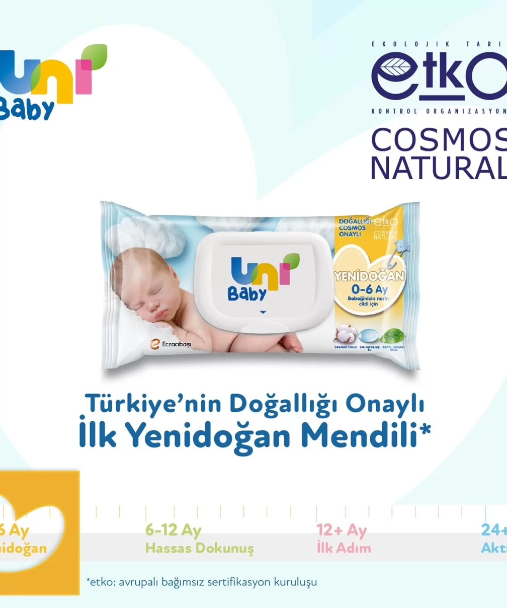 Uni Baby Yenidoğan Islak Havlu Mendil 3Lü 120 Yaprak