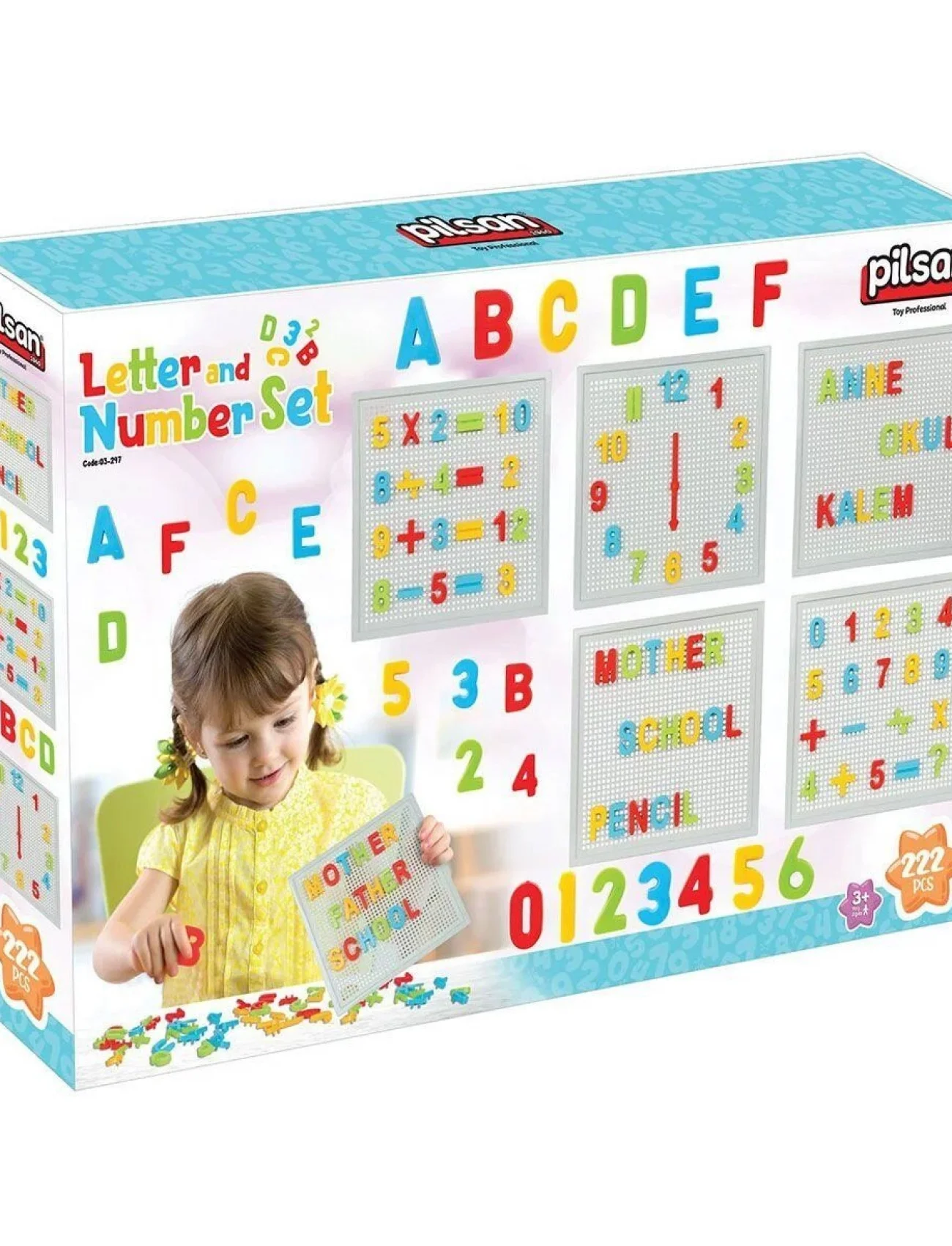 03 297 İnovatif Harf Ve Rakam Seti 222 Parça -Pilsan Oyuncak