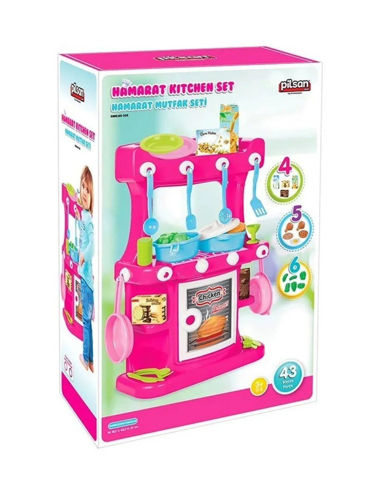 03 335 Hamarat Ayaklı Mutfak Seti Pembe -Pilsan