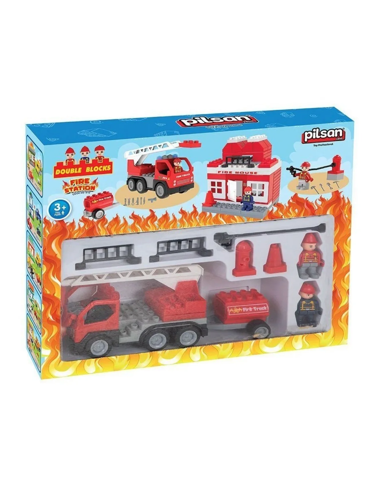 03 610 Double Blocks İtfaiye Seti -Pilsan Oyuncak