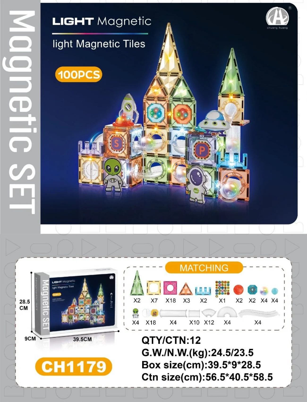 03-CH1179 7,5 CM MANYETİK BLOKLAR 100 PCS