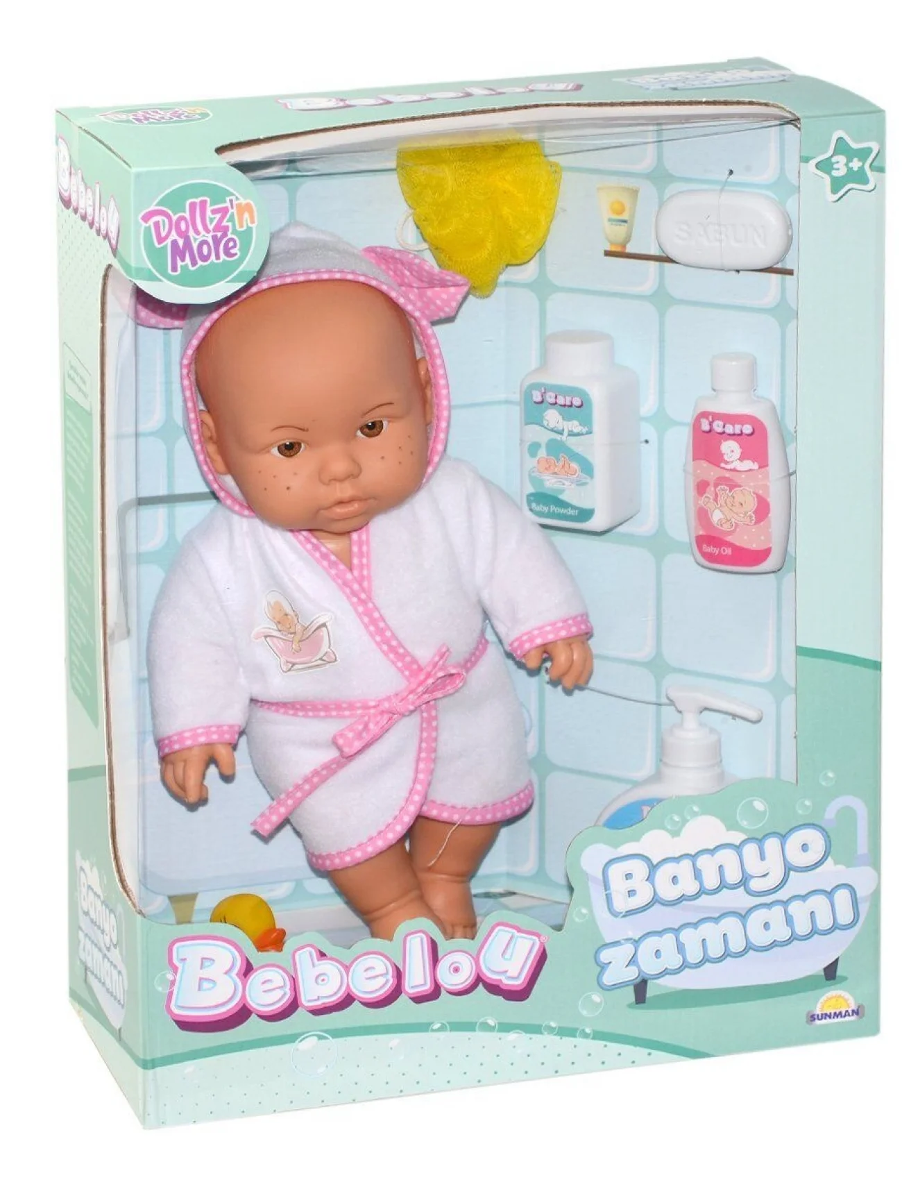 030031 Sunman, Bebelou Banyo Zamanı Bebek Seti, 35 cm / +3 yaş
