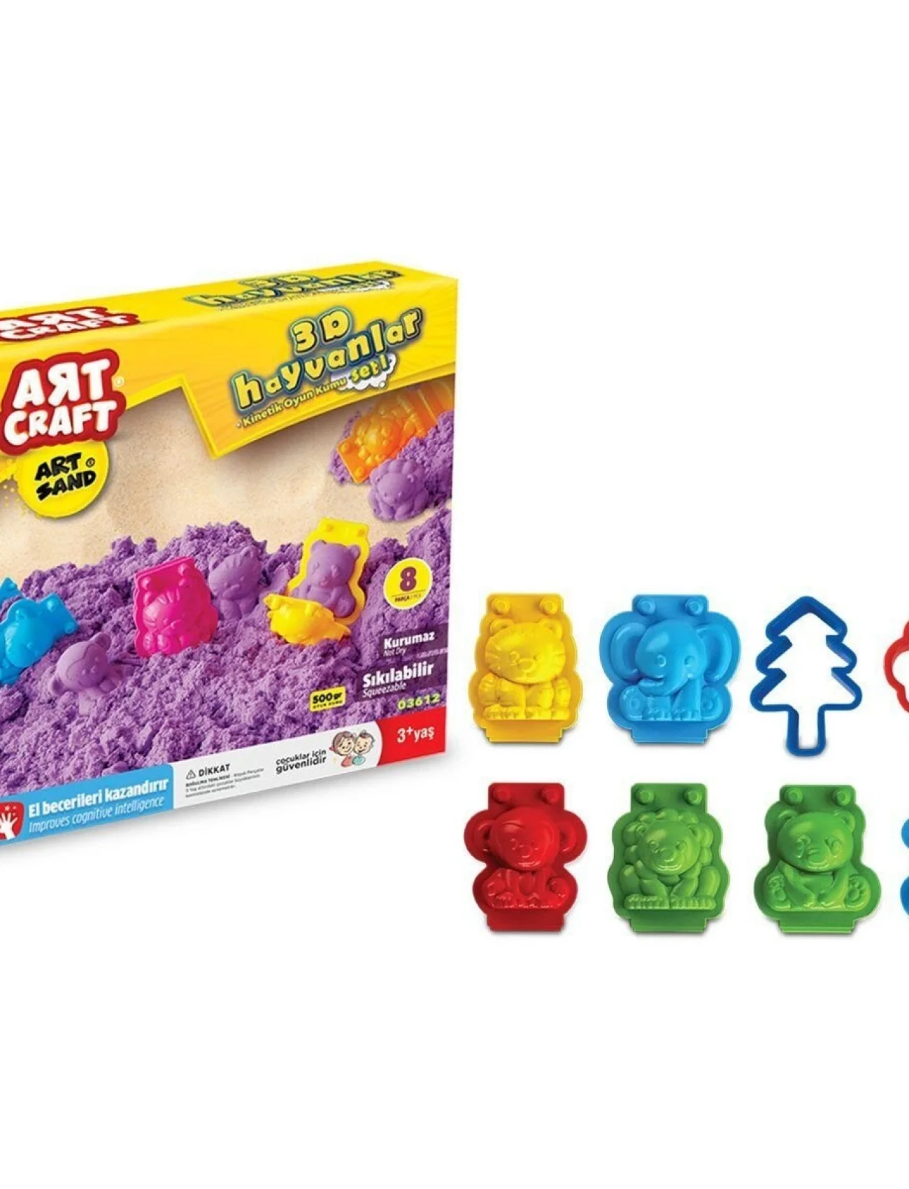 03612 Dede, Artsand 3D Hayvanlar Kum Seti 500 gr / +3 yaş