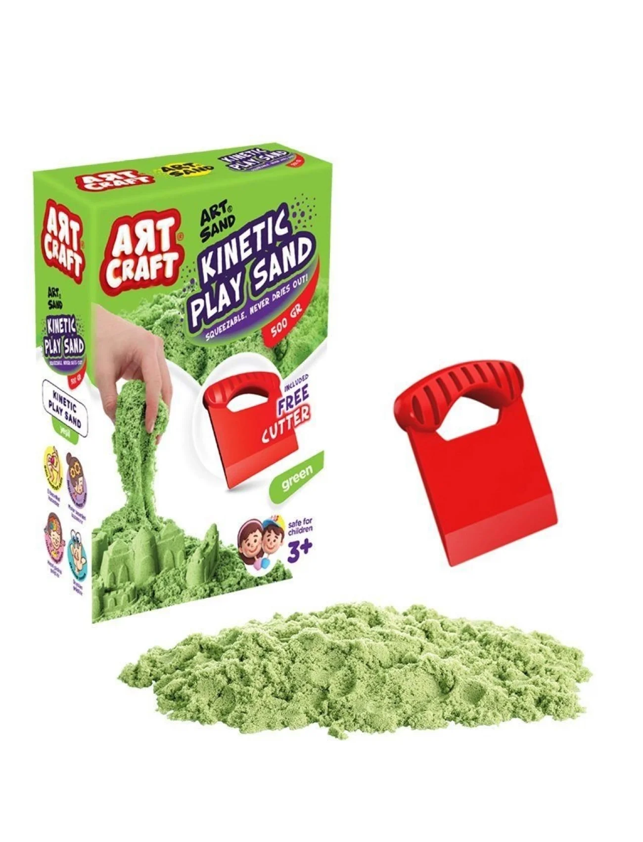 03687 AKSESUARLI YEŞİL KİNETİK OYUN KUMU 500 GR