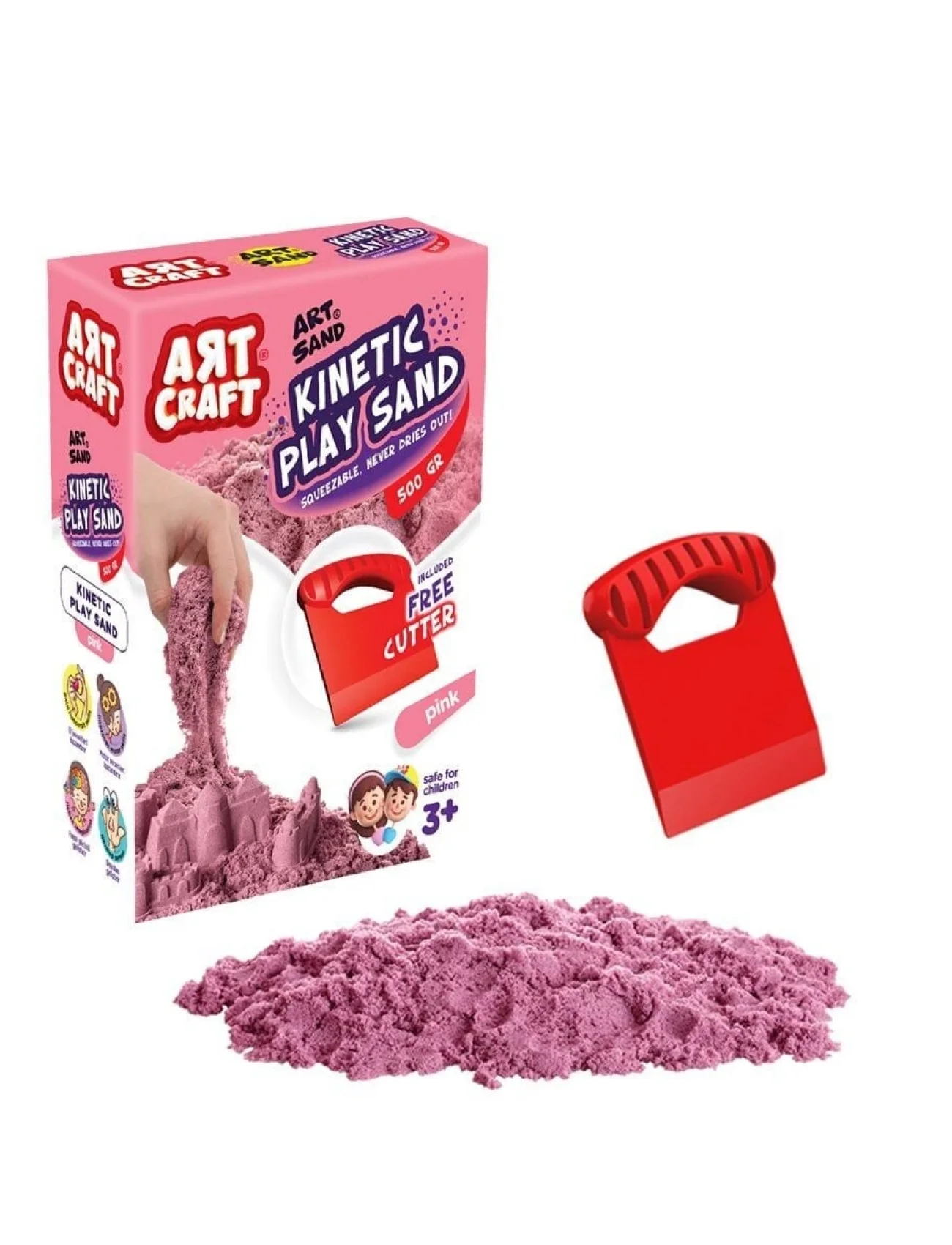 03688 AKSESUARLI PEMBE KİNETİK OYUN KUMU 500 GR