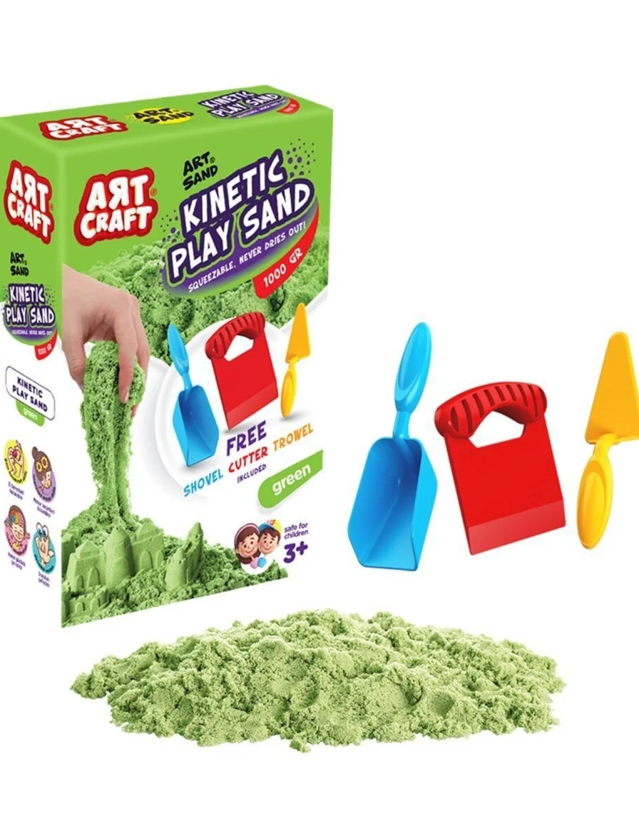 03692 AKSESUARLI YEŞİL KİNETİK OYUN KUMU 1000 GR