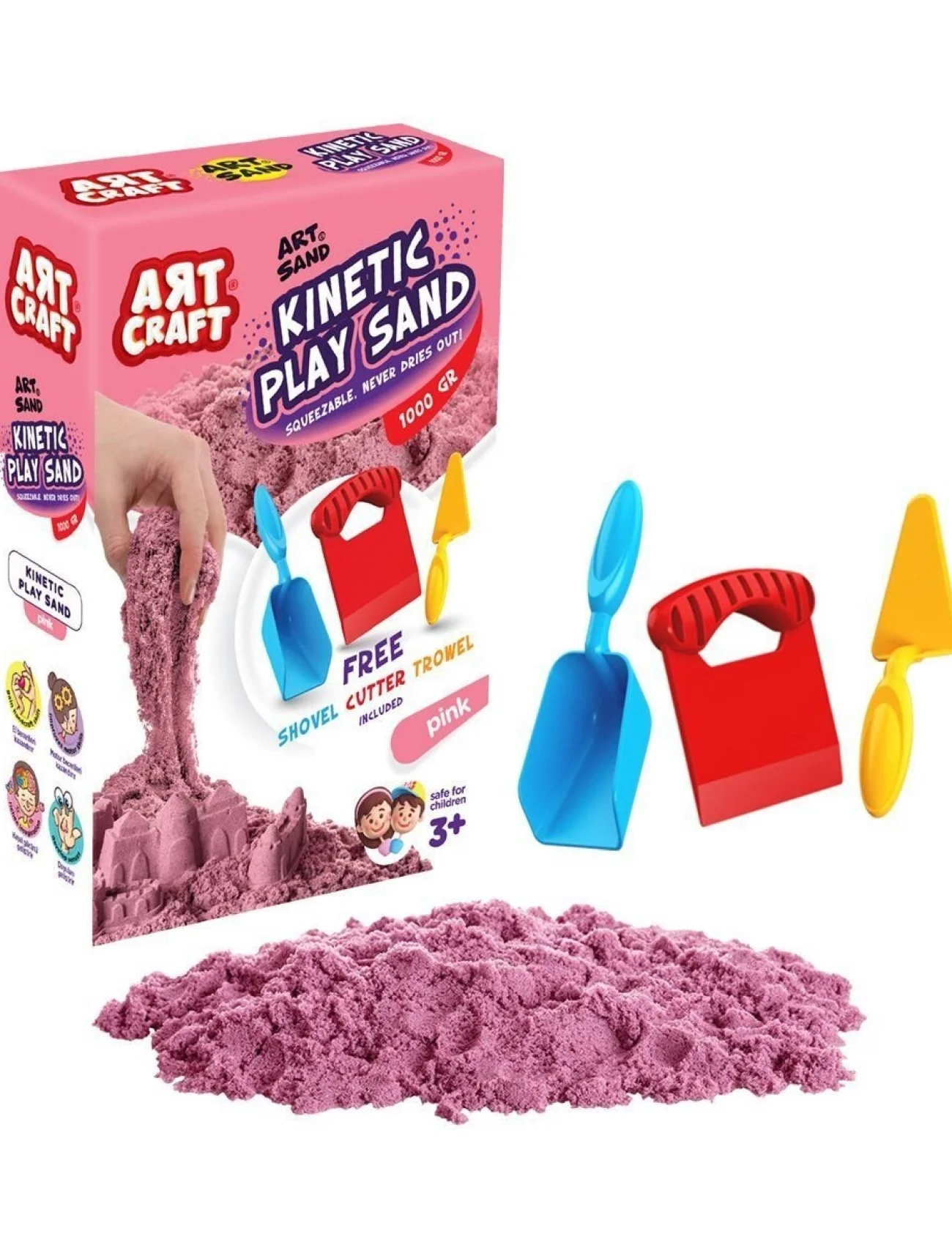 03693 AKSESUARLI PEMBE KİNETİK OYUN KUMU 1000 GR